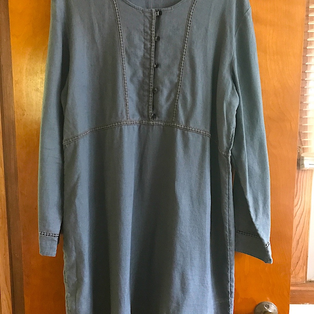 Vintage JJill Linen Dress size L Bluegrass